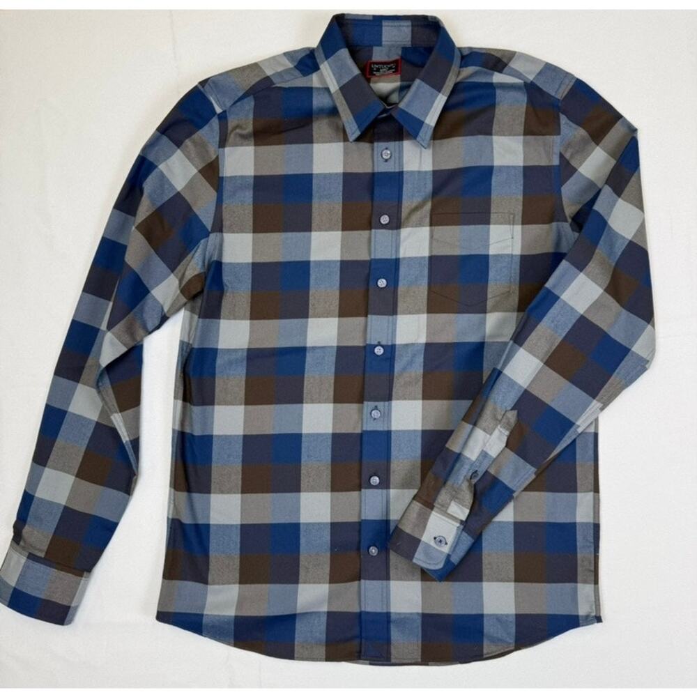UNTUCKit Classic Plaid Tall Slim Shirt – Navy, Olive & Grey (Size Large)